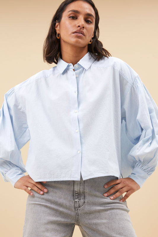 SARAH SHORT CHAMBRAY BLOUSE