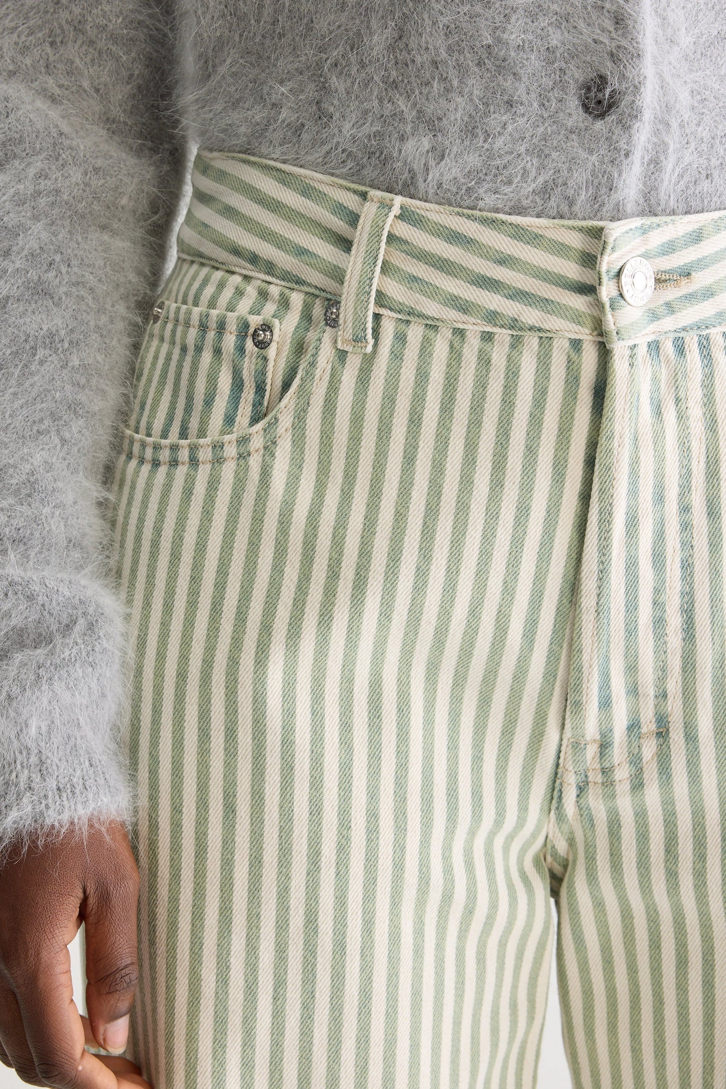 PATY GREEN STRIPED JEANS